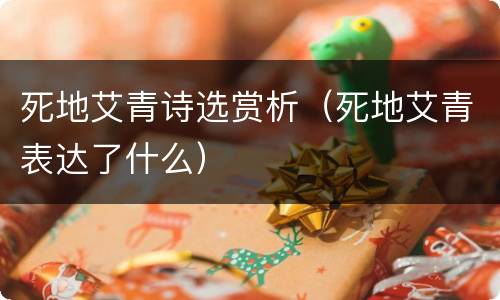 死地艾青诗选赏析（死地艾青表达了什么）