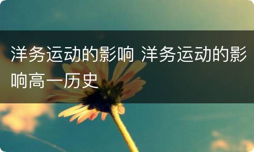 洋务运动的影响 洋务运动的影响高一历史