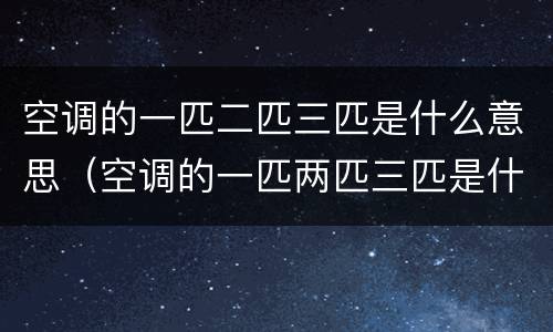 空调的一匹二匹三匹是什么意思（空调的一匹两匹三匹是什么意思）