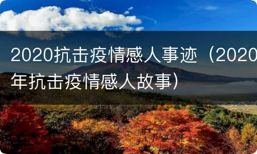 2020抗击疫情感人事迹（2020年抗击疫情感人故事）