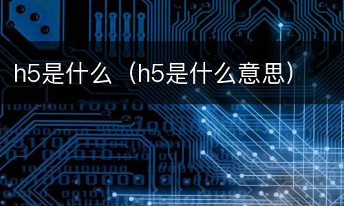 h5是什么（h5是什么意思）
