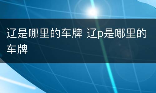 辽是哪里的车牌 辽p是哪里的车牌