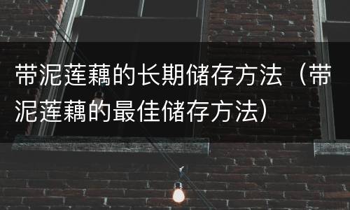 带泥莲藕的长期储存方法（带泥莲藕的最佳储存方法）