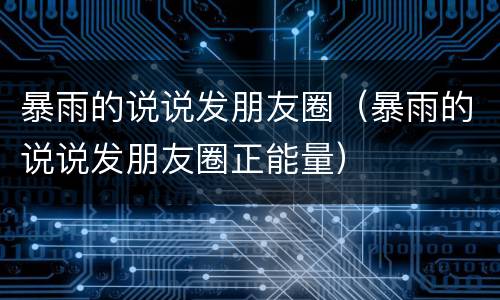暴雨的说说发朋友圈（暴雨的说说发朋友圈正能量）