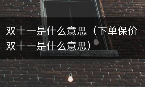 双十一是什么意思（下单保价双十一是什么意思）