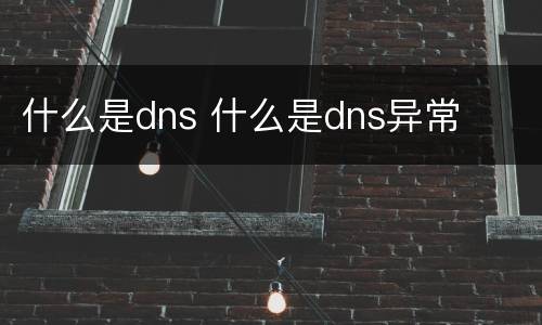 什么是dns 什么是dns异常
