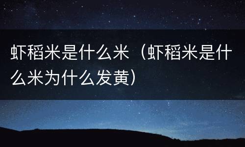虾稻米是什么米（虾稻米是什么米为什么发黄）