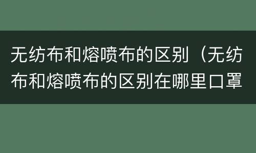 无纺布和熔喷布的区别（无纺布和熔喷布的区别在哪里口罩）