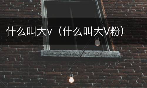 什么叫大v（什么叫大V粉）