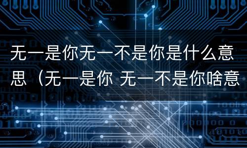 无一是你无一不是你是什么意思（无一是你 无一不是你啥意思）