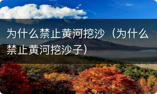 为什么禁止黄河挖沙（为什么禁止黄河挖沙子）