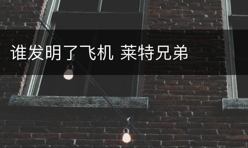 谁发明了飞机 莱特兄弟
