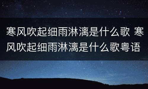寒风吹起细雨淋漓是什么歌 寒风吹起细雨淋漓是什么歌粤语版