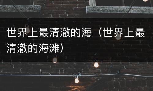 世界上最清澈的海（世界上最清澈的海滩）