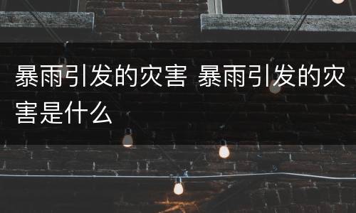 暴雨引发的灾害 暴雨引发的灾害是什么