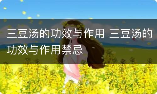 三豆汤的功效与作用 三豆汤的功效与作用禁忌