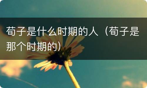荀子是什么时期的人（荀子是那个时期的）