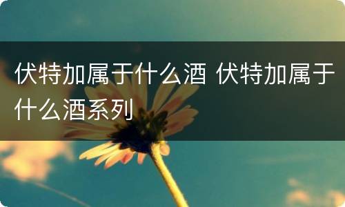 伏特加属于什么酒 伏特加属于什么酒系列