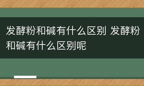 发酵粉和碱有什么区别 发酵粉和碱有什么区别呢