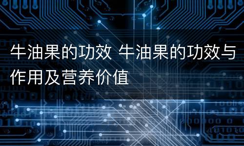 牛油果的功效 牛油果的功效与作用及营养价值