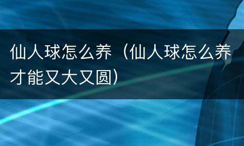 仙人球怎么养（仙人球怎么养才能又大又圆）