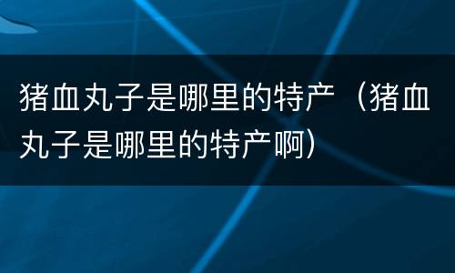 猪血丸子是哪里的特产（猪血丸子是哪里的特产啊）