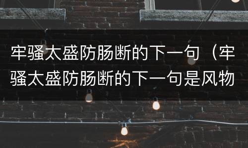 牢骚太盛防肠断的下一句（牢骚太盛防肠断的下一句是风物长宜放眼量白话）