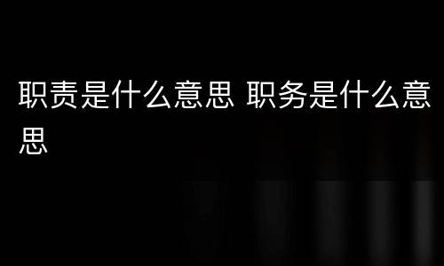 职责是什么意思 职务是什么意思