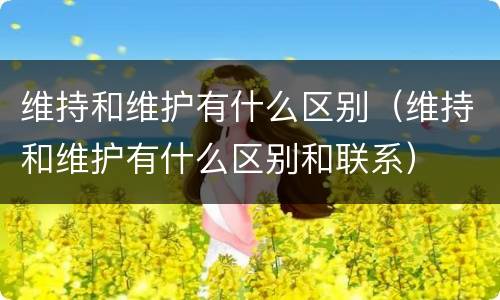 维持和维护有什么区别（维持和维护有什么区别和联系）