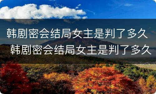 韩剧密会结局女主是判了多久 韩剧密会结局女主是判了多久的案子