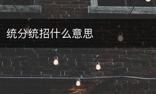 统分统招什么意思