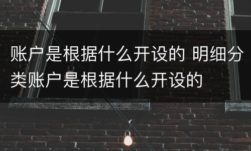 账户是根据什么开设的 明细分类账户是根据什么开设的