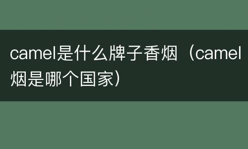 camel是什么牌子香烟（camel烟是哪个国家）