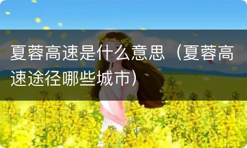 夏蓉高速是什么意思（夏蓉高速途径哪些城市）