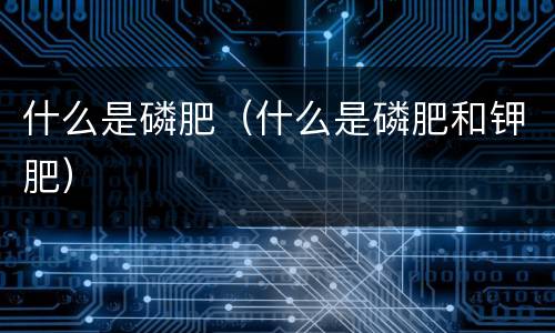 什么是磷肥（什么是磷肥和钾肥）