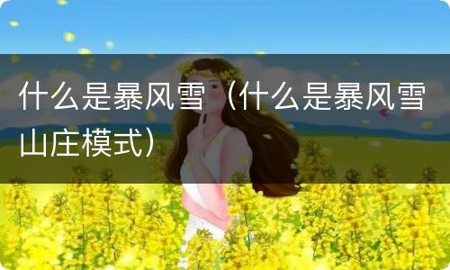 什么是暴风雪（什么是暴风雪山庄模式）