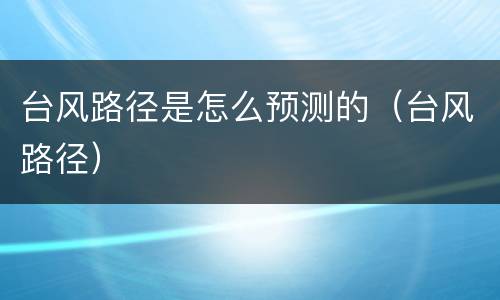 台风路径是怎么预测的（台风路径）