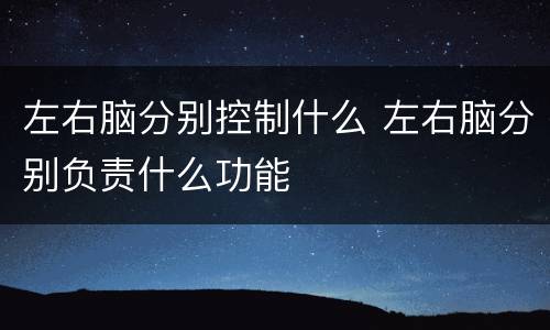 左右脑分别控制什么 左右脑分别负责什么功能
