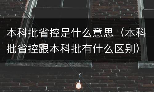 本科批省控是什么意思（本科批省控跟本科批有什么区别）