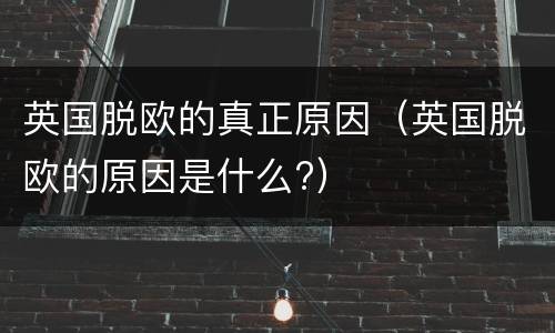 英国脱欧的真正原因（英国脱欧的原因是什么?）