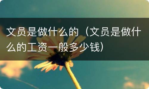 文员是做什么的（文员是做什么的工资一般多少钱）