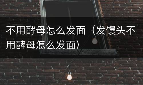 不用酵母怎么发面（发馒头不用酵母怎么发面）