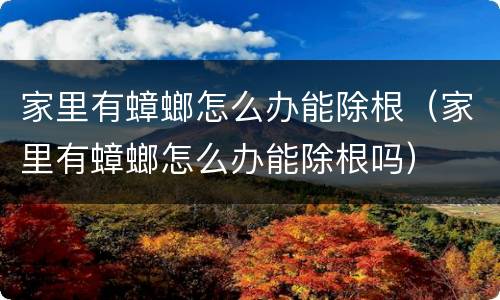 家里有蟑螂怎么办能除根（家里有蟑螂怎么办能除根吗）