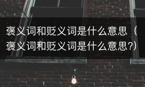 褒义词和贬义词是什么意思（褒义词和贬义词是什么意思?）