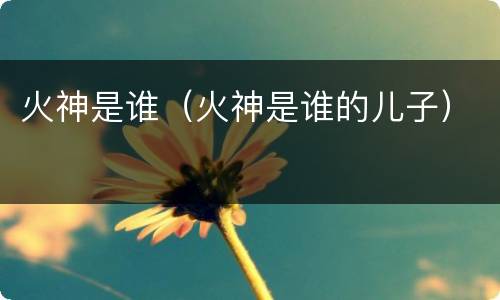 火神是谁（火神是谁的儿子）