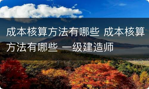 成本核算方法有哪些 成本核算方法有哪些 一级建造师