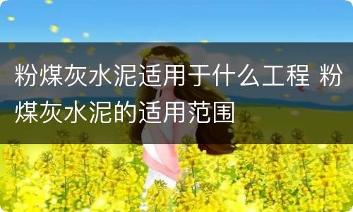 粉煤灰水泥适用于什么工程 粉煤灰水泥的适用范围
