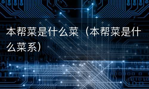本帮菜是什么菜（本帮菜是什么菜系）