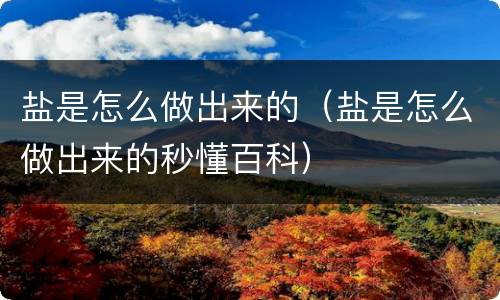 盐是怎么做出来的（盐是怎么做出来的秒懂百科）