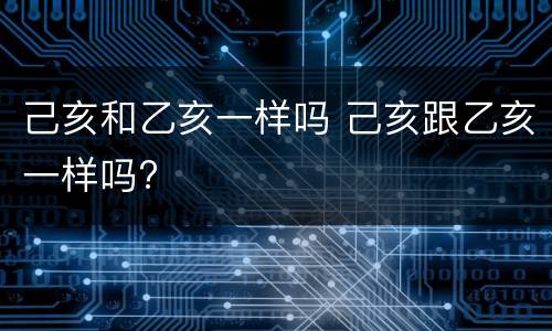 己亥和乙亥一样吗 己亥跟乙亥一样吗?